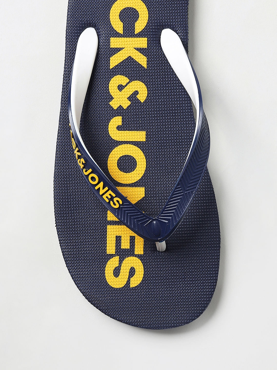 Navy Blue Logo Print Flip Flops