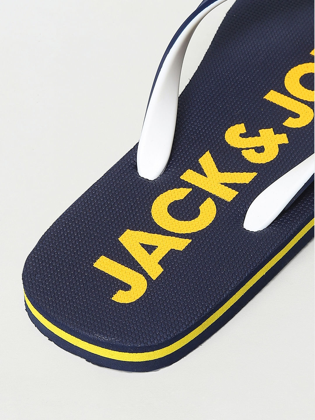 Navy Blue Logo Print Flip Flops