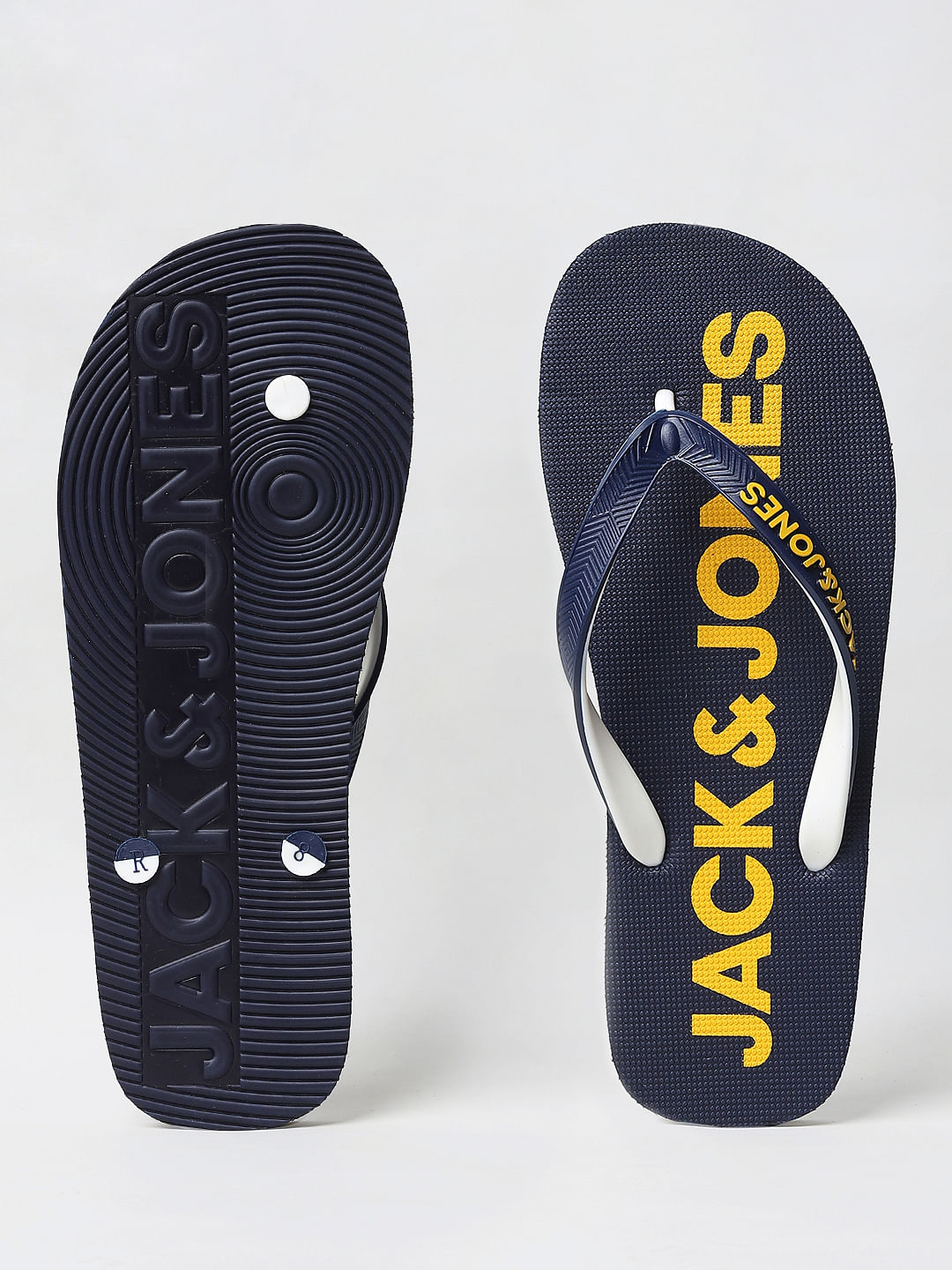 Navy Blue Logo Print Flip Flops