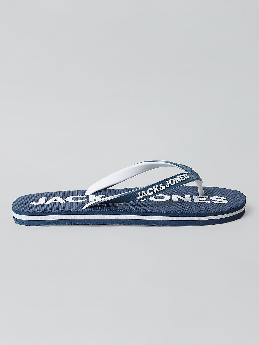Blue Logo Print Flip Flops