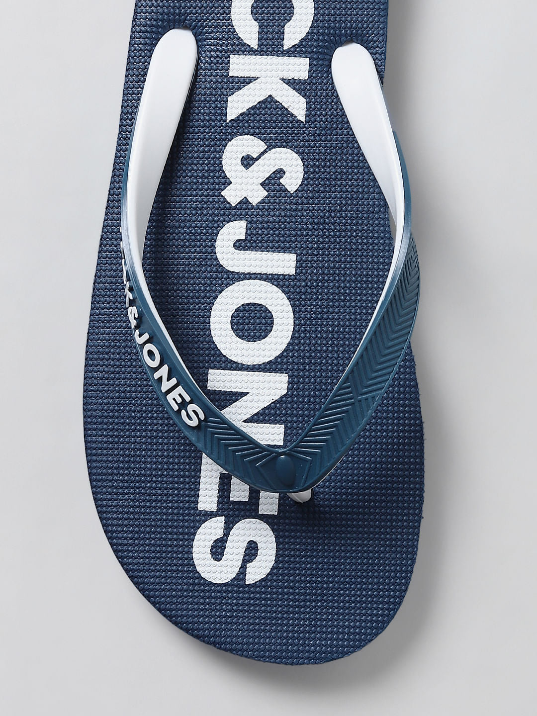 Blue Logo Print Flip Flops