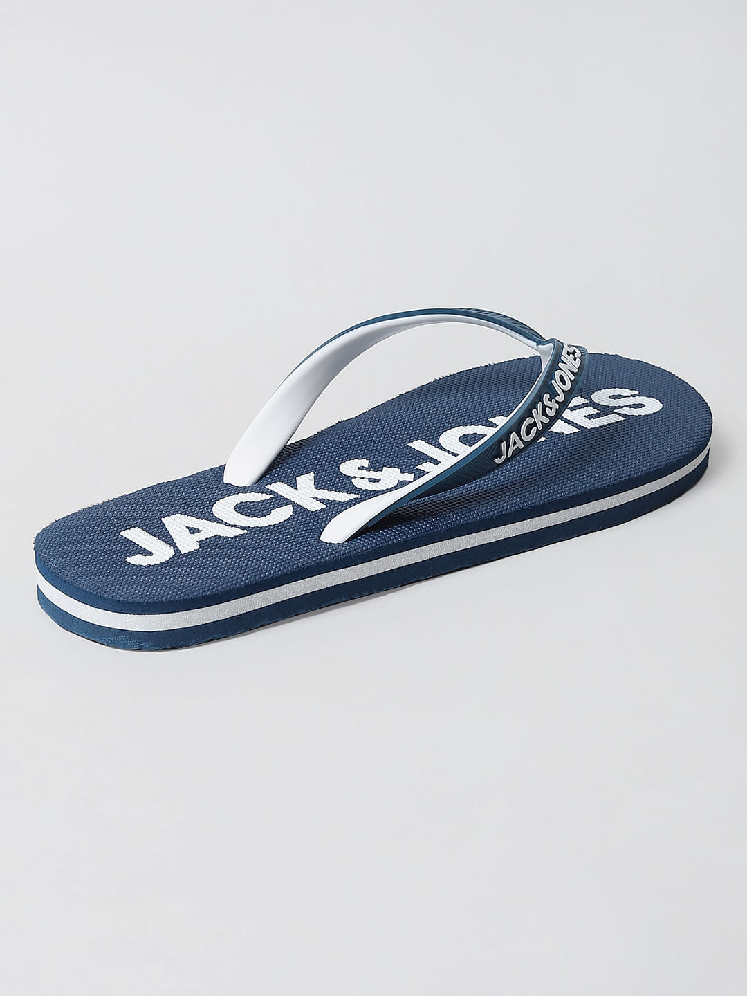 Blue Logo Print Flip Flops