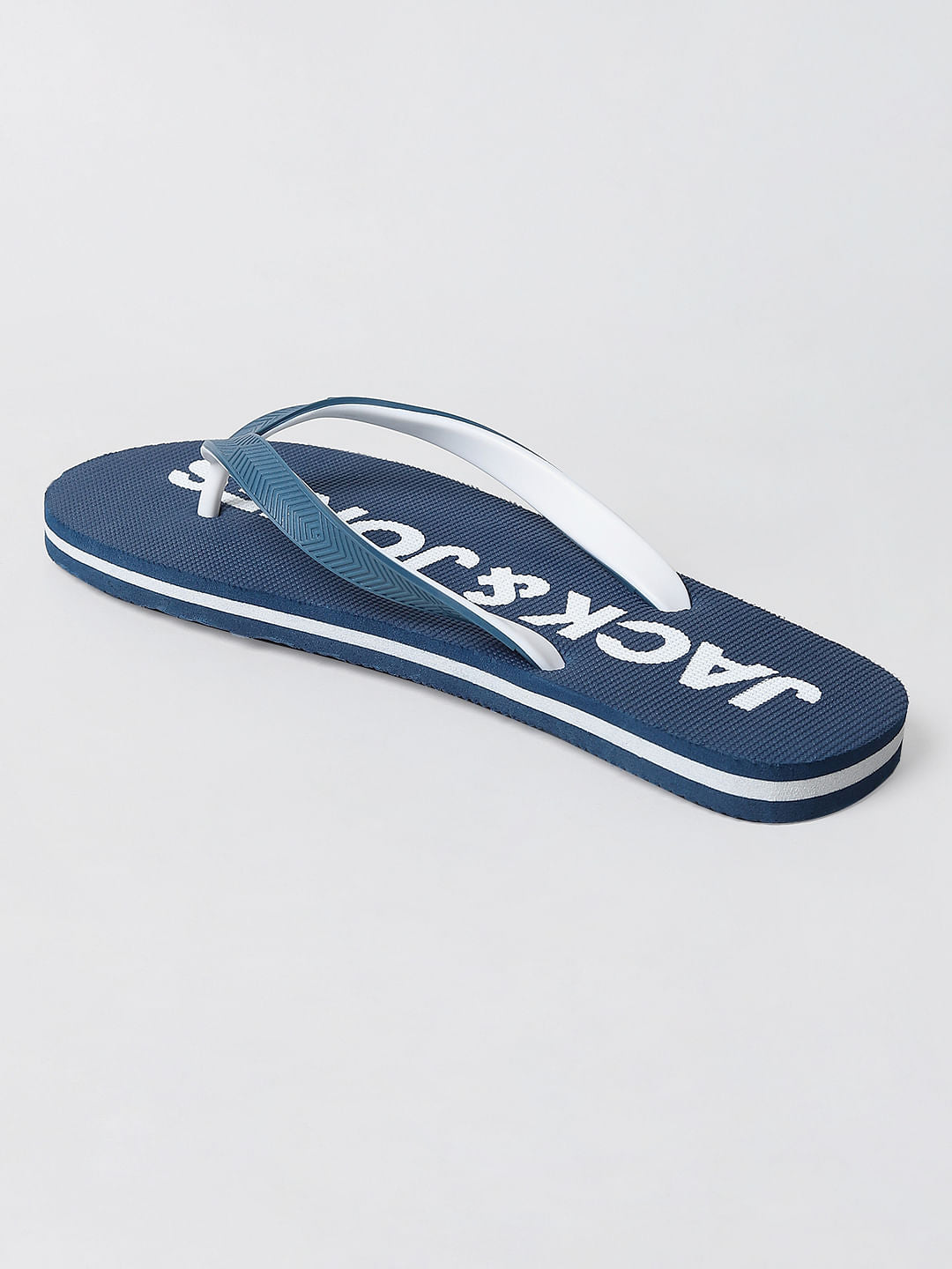 Blue Logo Print Flip Flops
