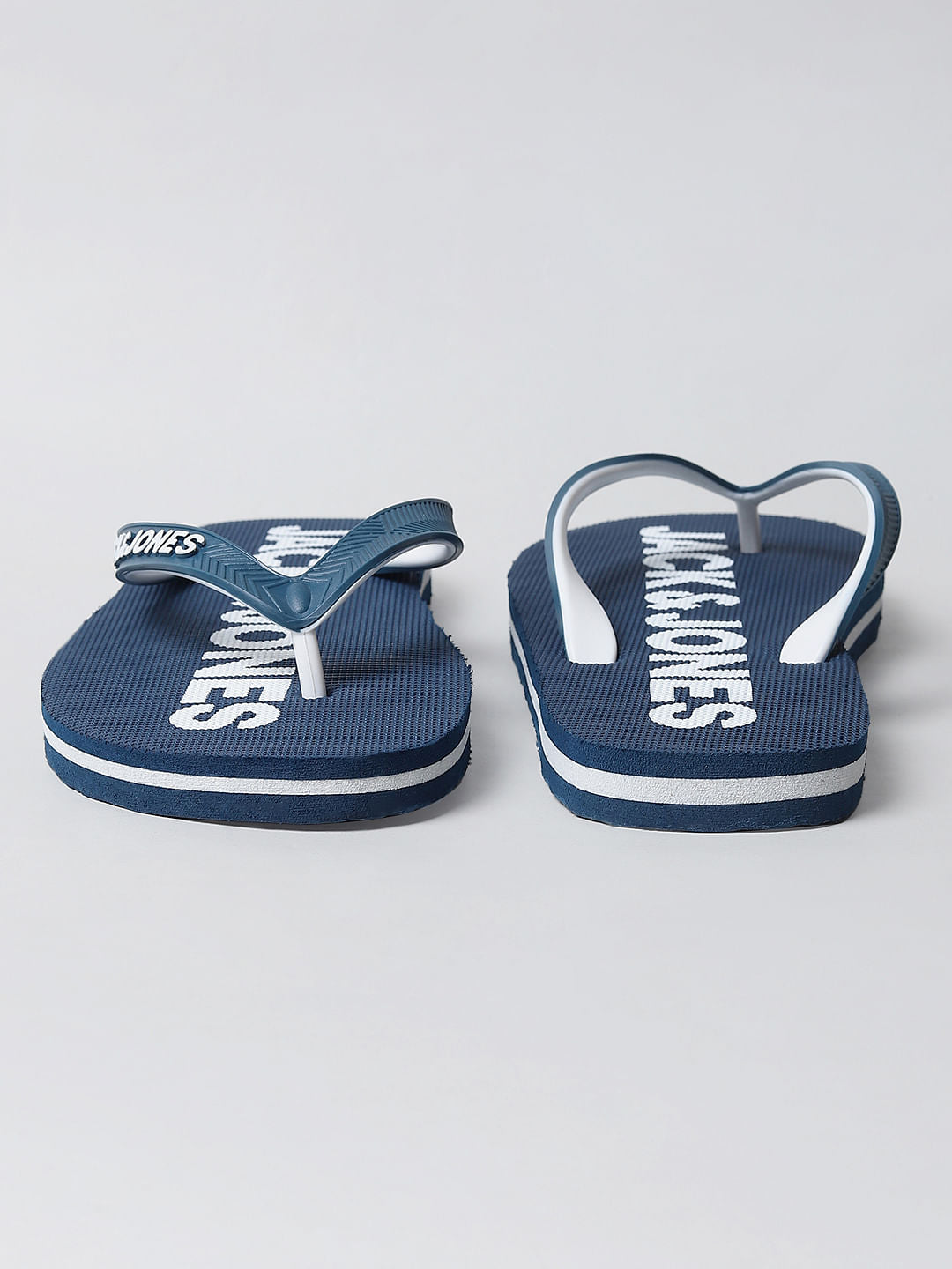 Blue Logo Print Flip Flops