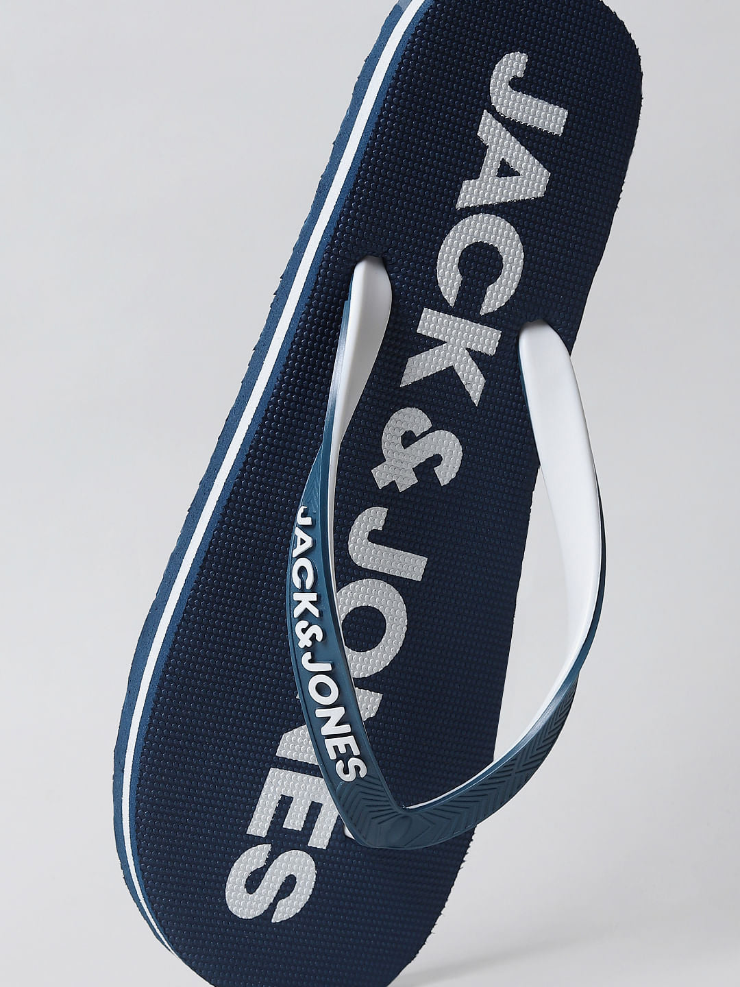 Blue Logo Print Flip Flops