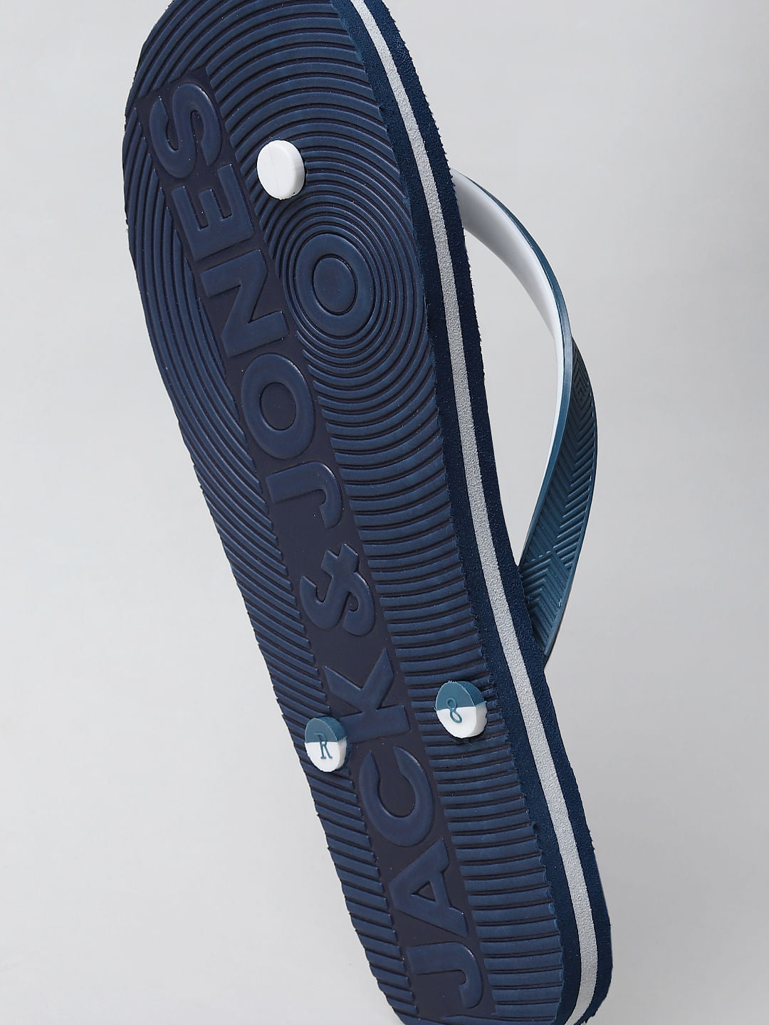 Blue Logo Print Flip Flops