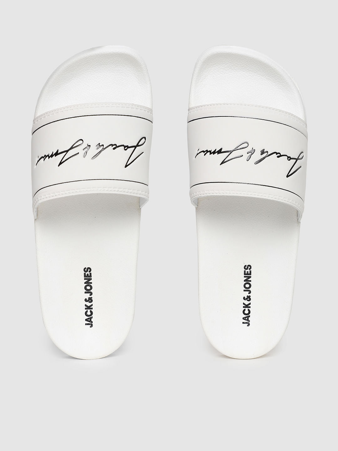 White Logo Print Pool Sliders - 6