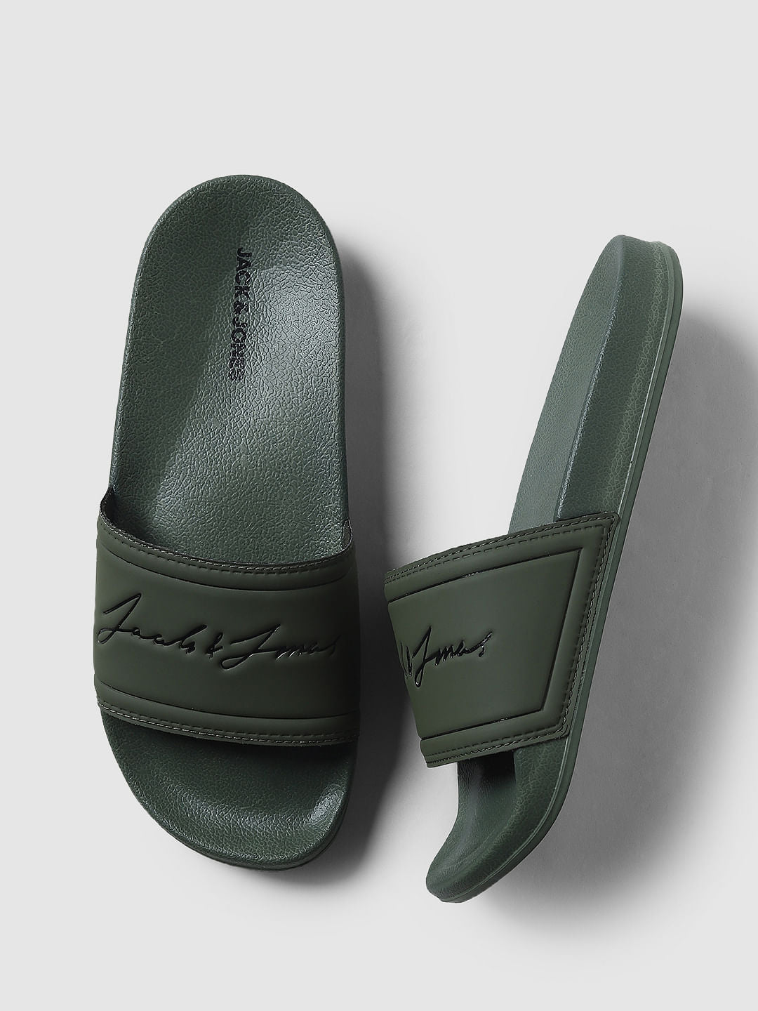 Green Logo Print Sliders