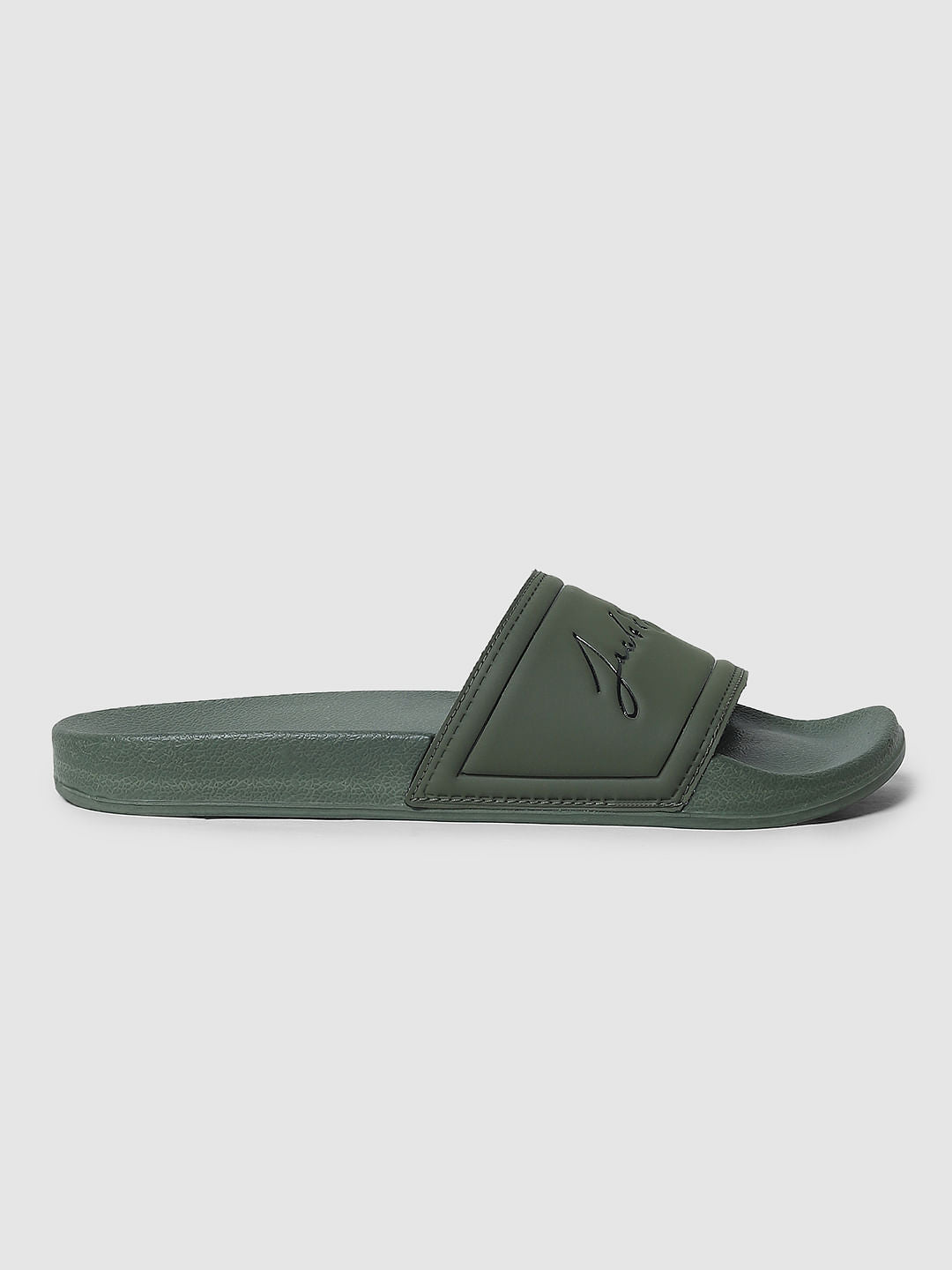 Green Logo Print Sliders