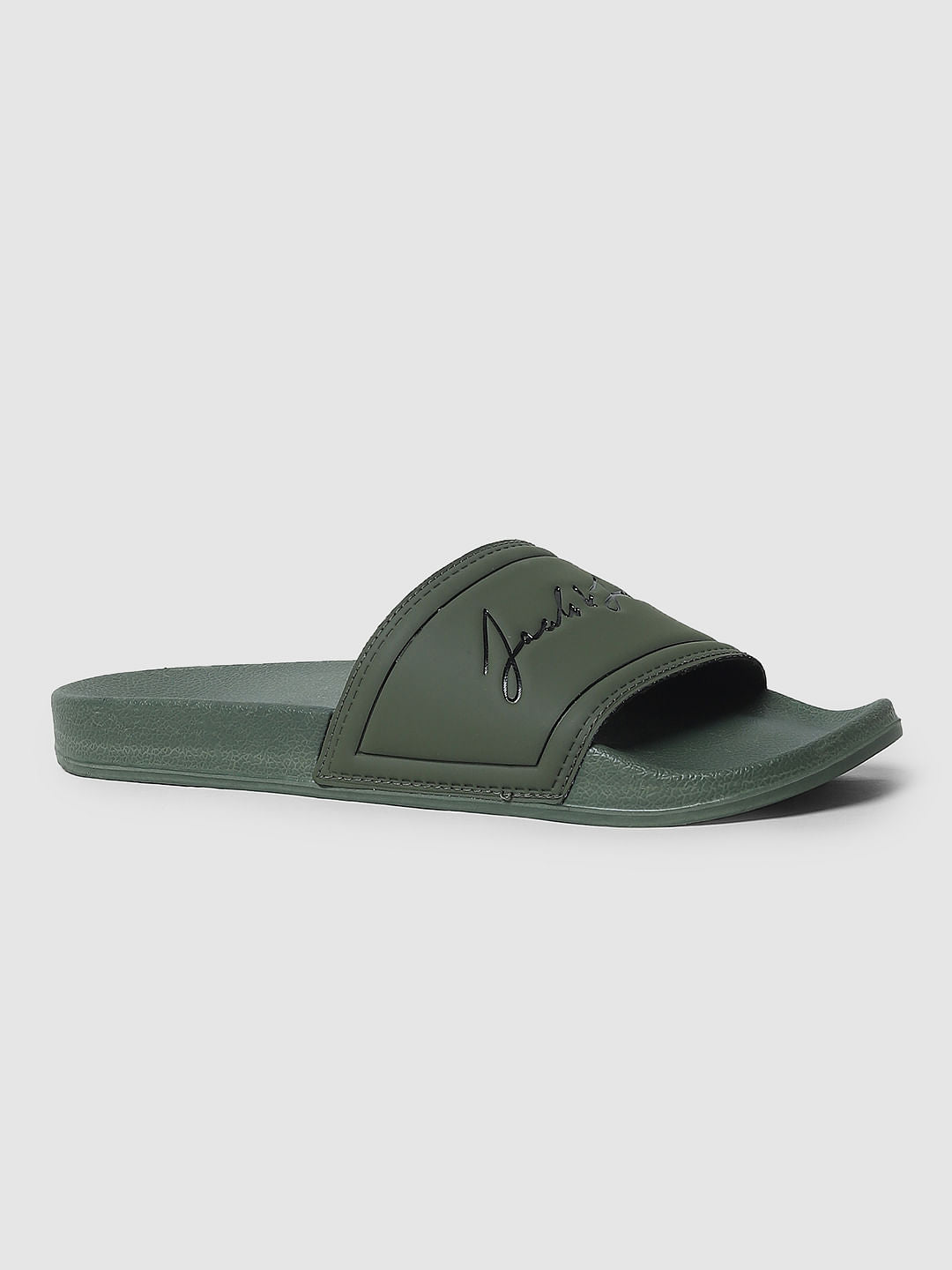 Green Logo Print Sliders