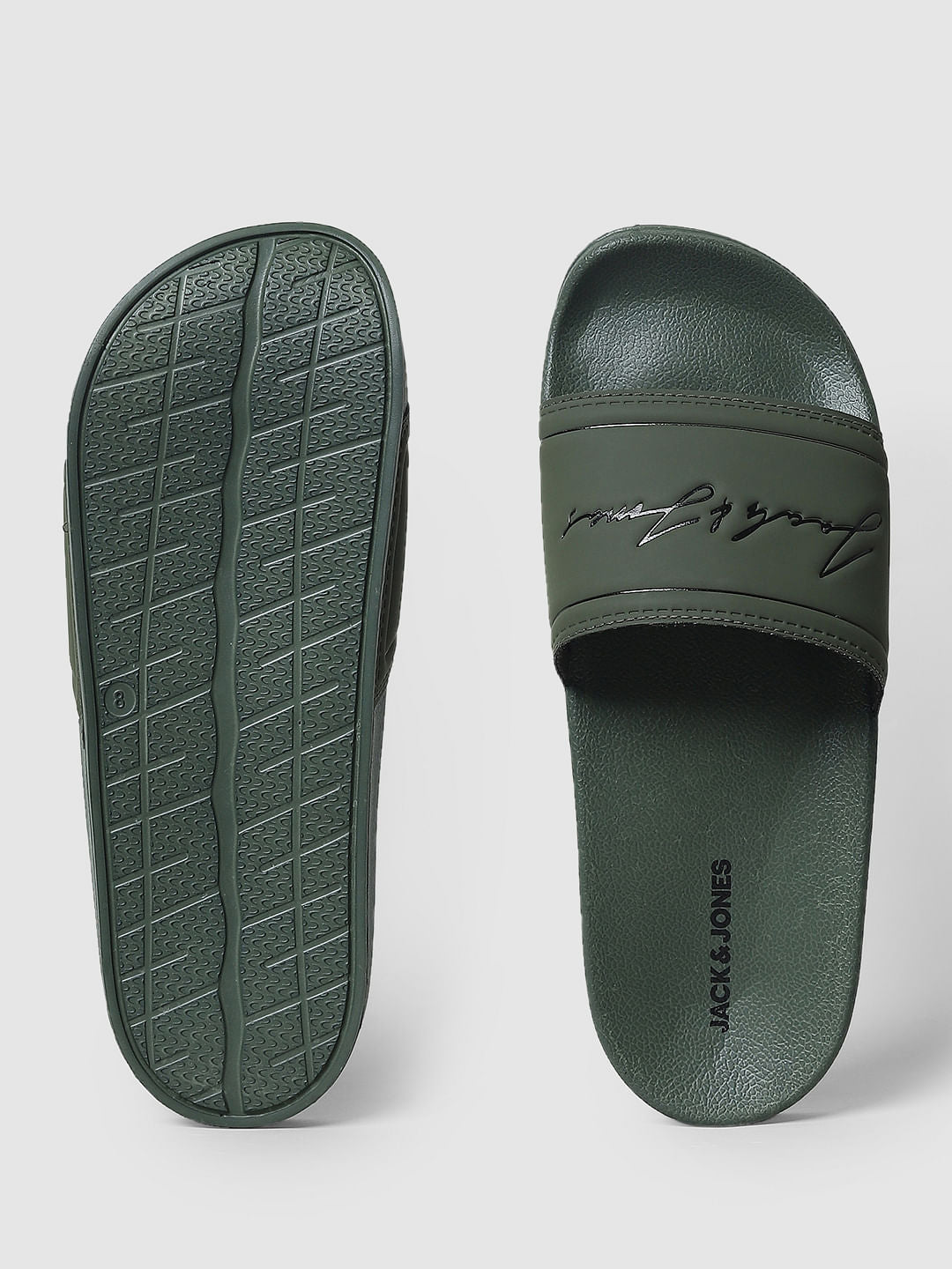 Green Logo Print Sliders