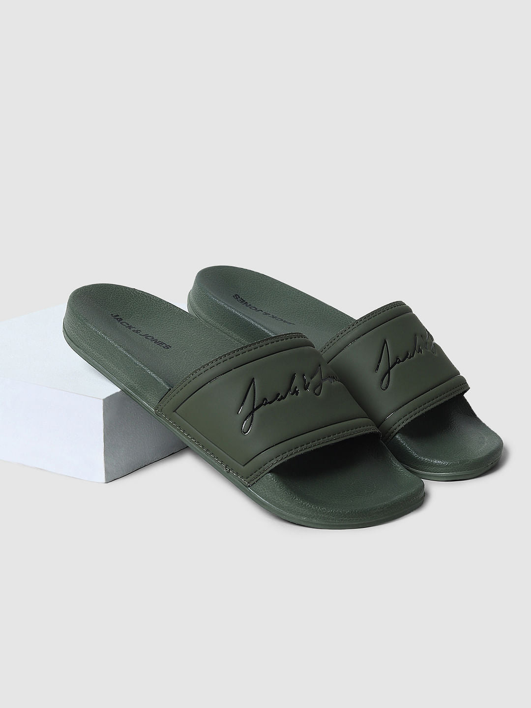 Green Logo Print Sliders