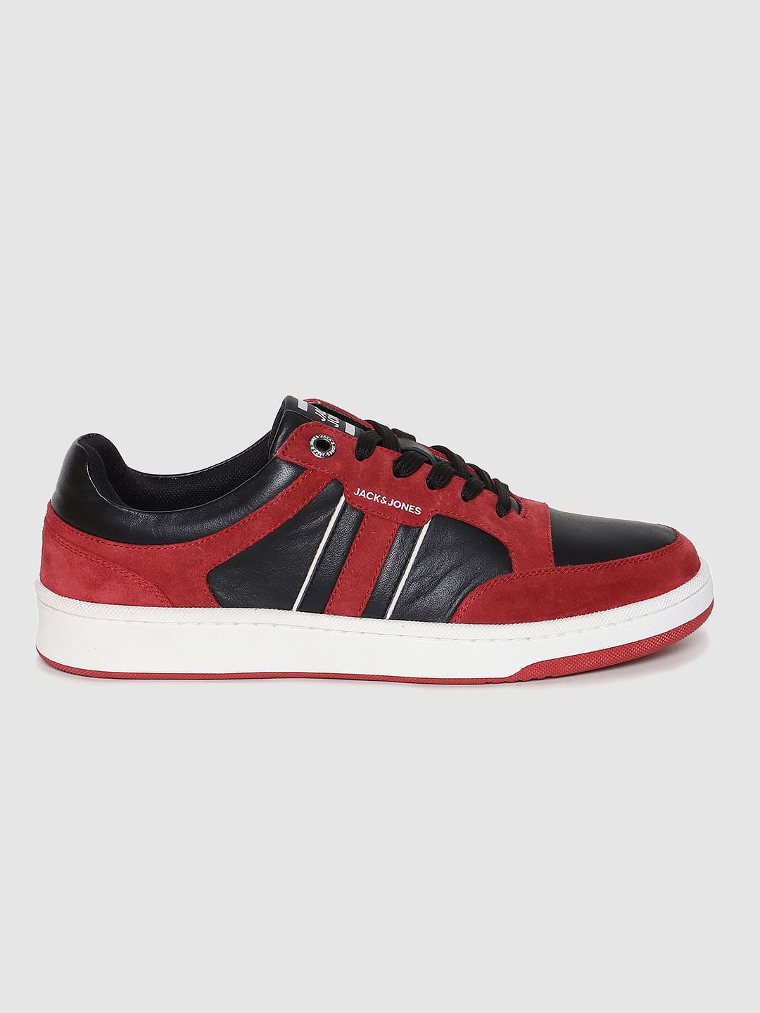 Red Colourblocked Suede Sneakers - 6
