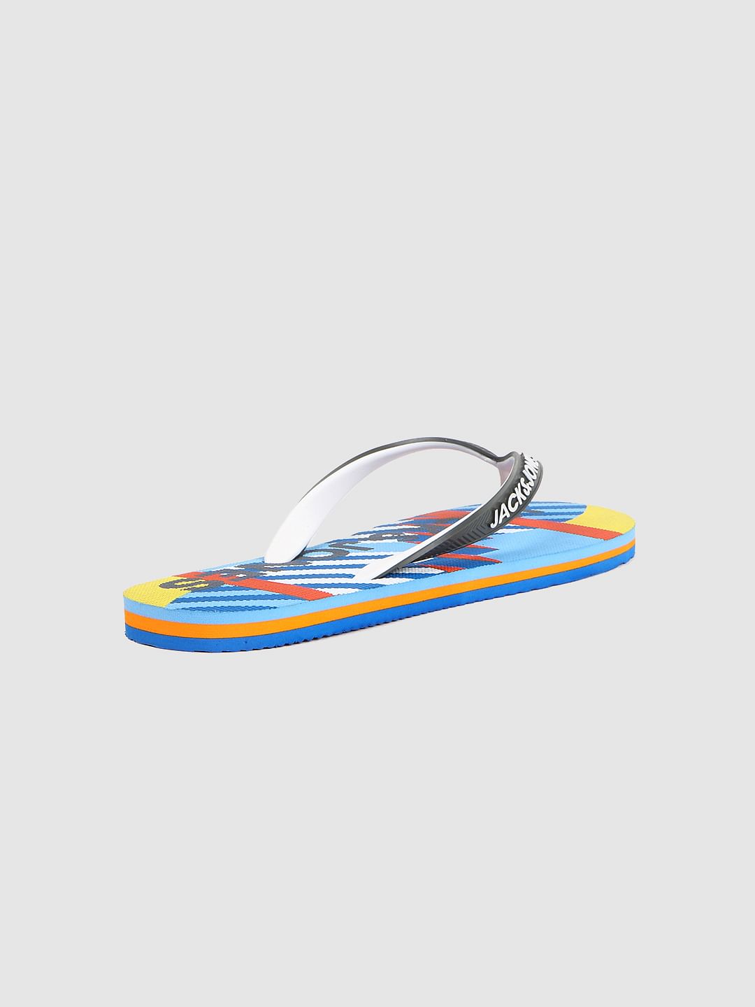 Blue Abstract Print Flip Flops