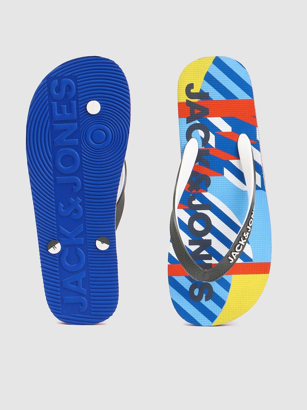 Blue Abstract Print Flip Flops - 6