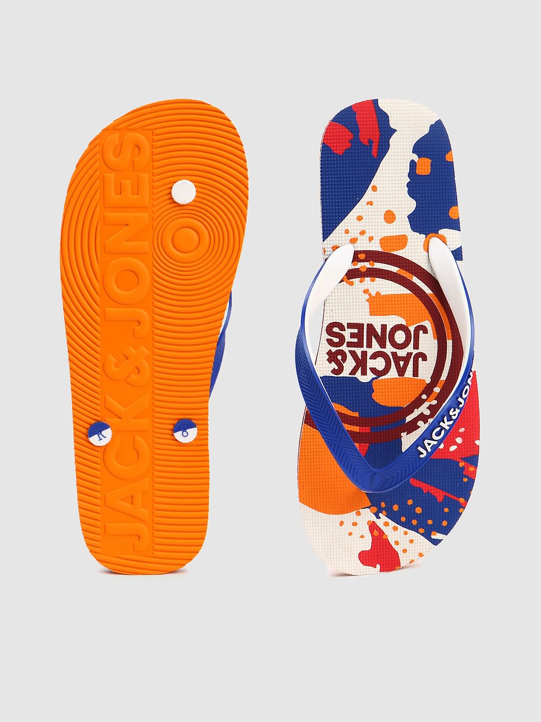 Multi-coloured Abstract Print Flip Flops