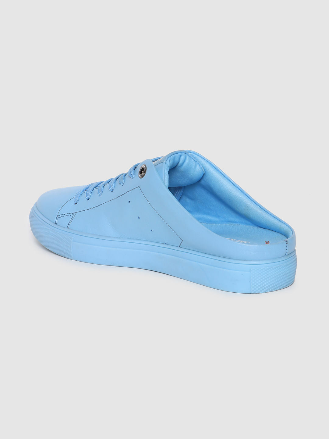 Light Blue Leather Mules