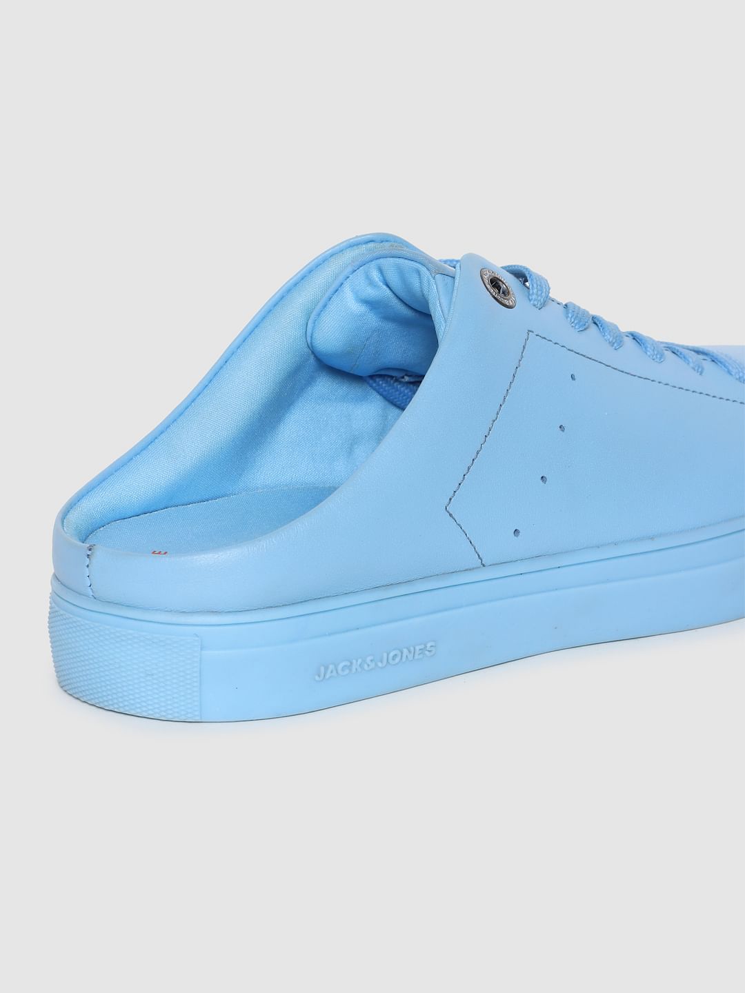 Light Blue Leather Mules