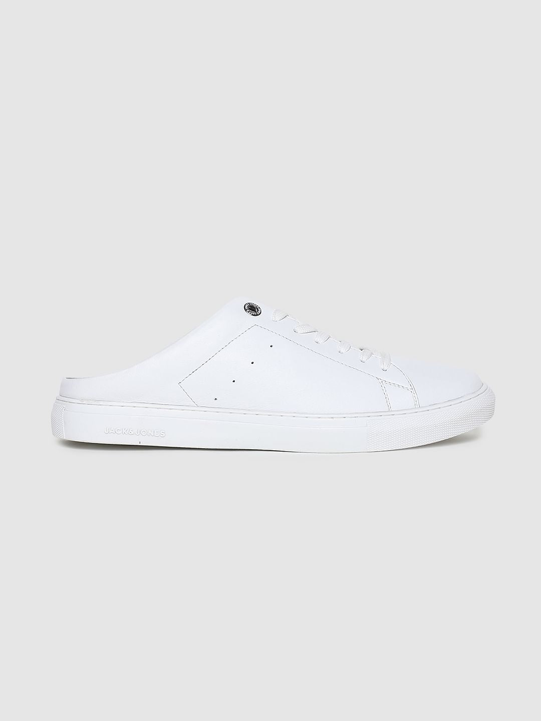 White Leather Mules - 6