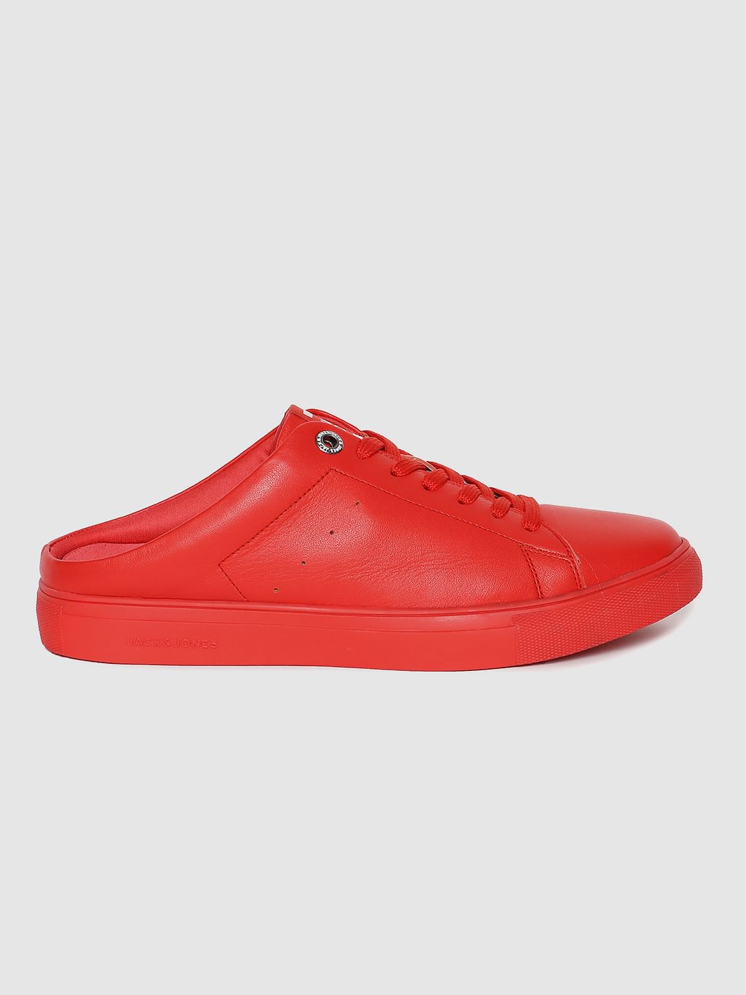 Red Leather Mules - 6