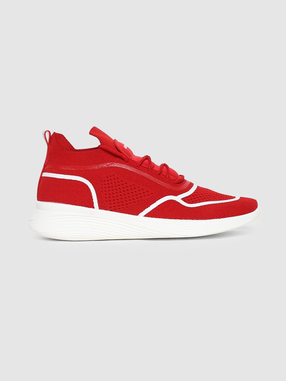 Red Lace-Up Sneakers - 6