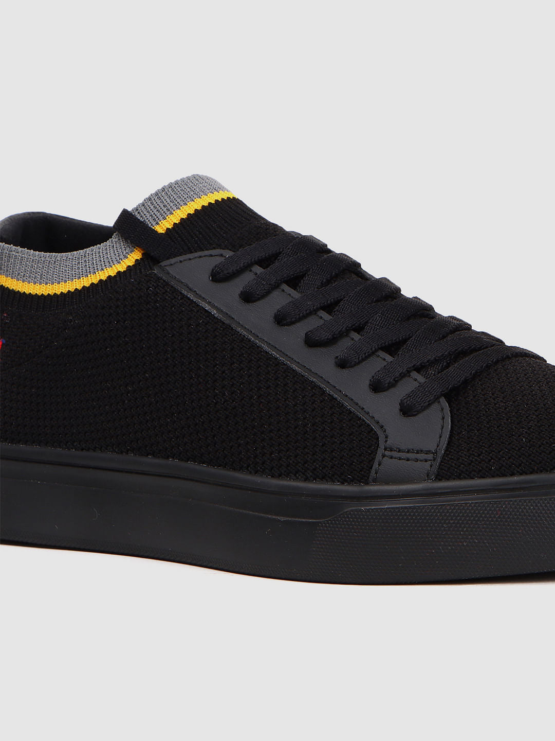 Black Graphic Print Knit Sneakers