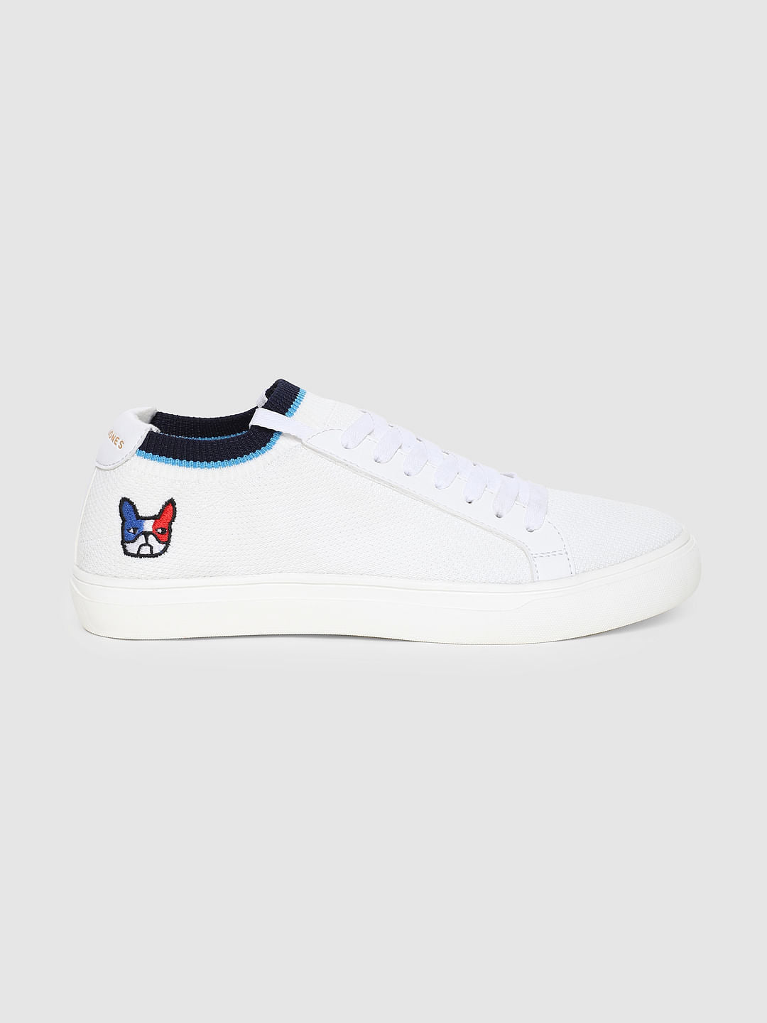 White Knit Lace-Up Sneakers - 6