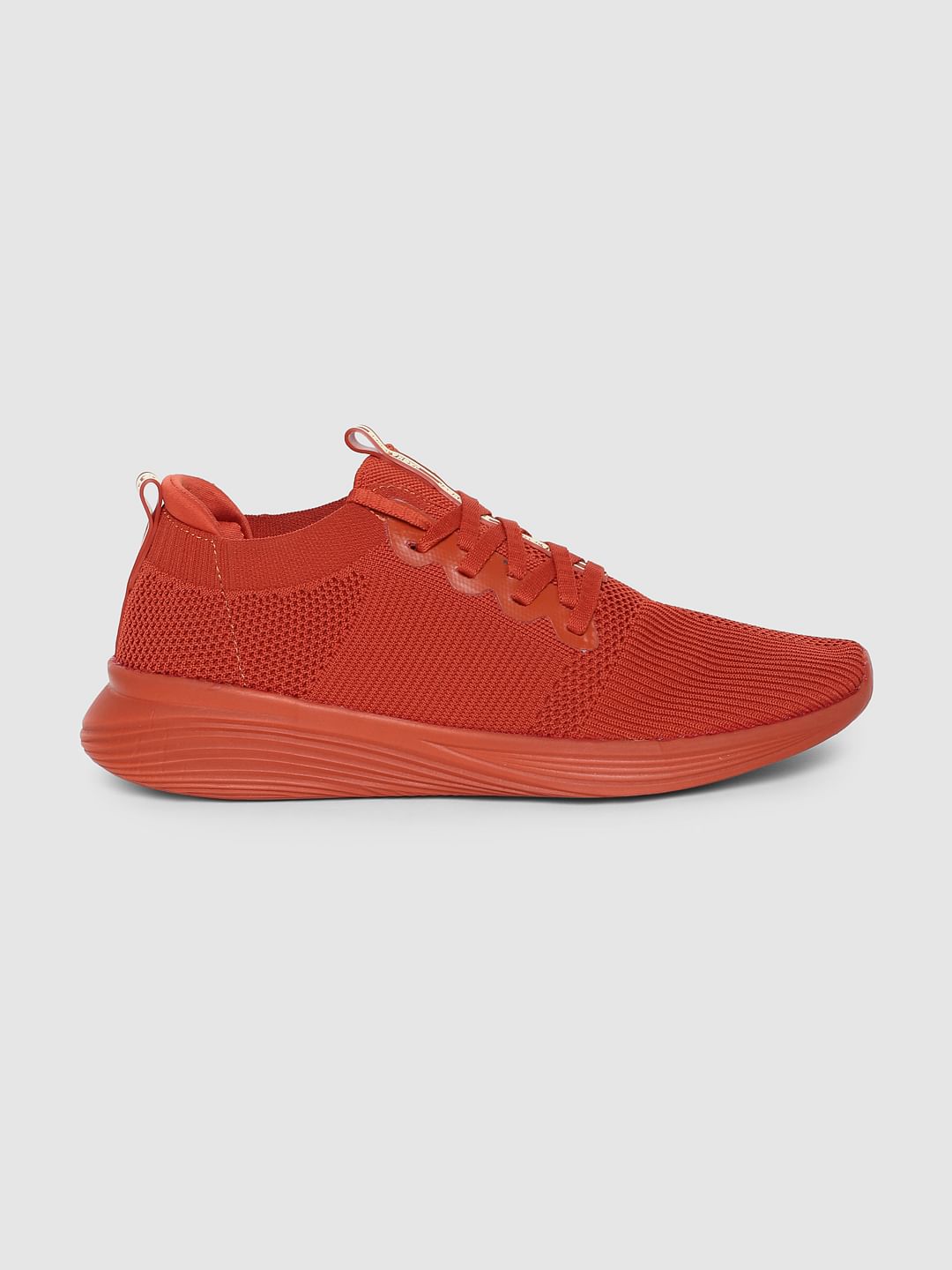 Orange Stretch Knit Sneakers - 6