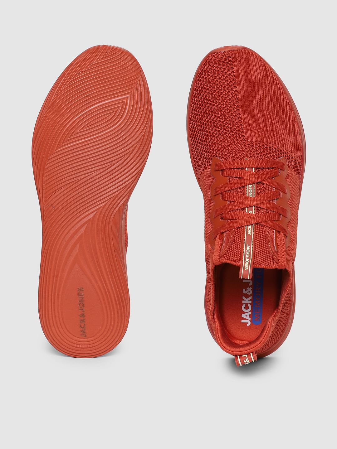 Orange Stretch Knit Sneakers