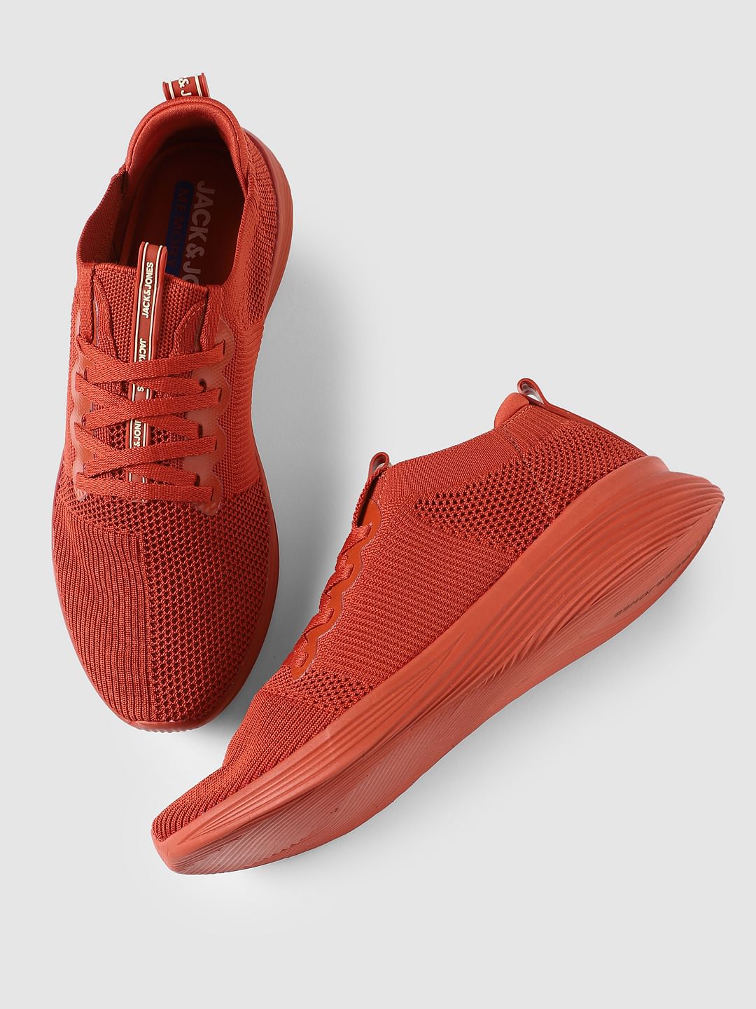 Orange Stretch Knit Sneakers