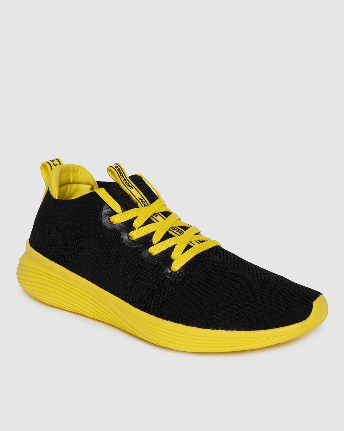 Black & Yellow Lace Up Sneakers - 6