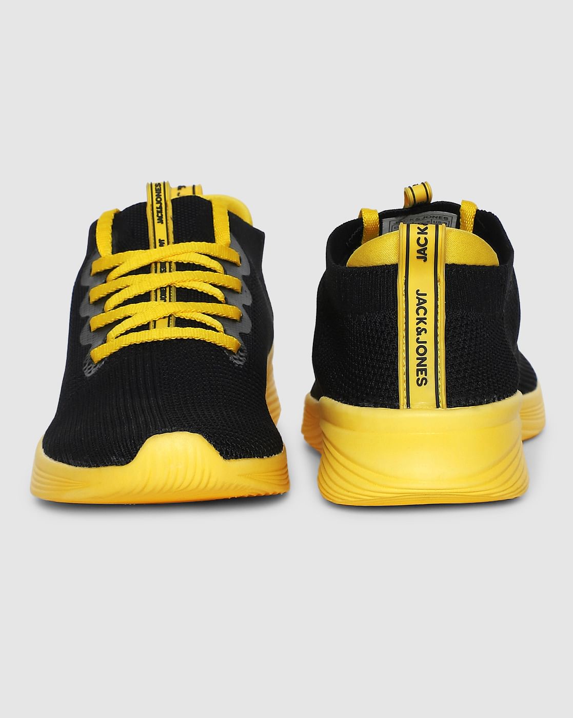 Black & Yellow Lace Up Sneakers