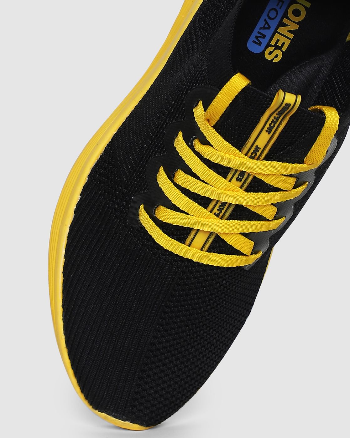 Black & Yellow Lace Up Sneakers