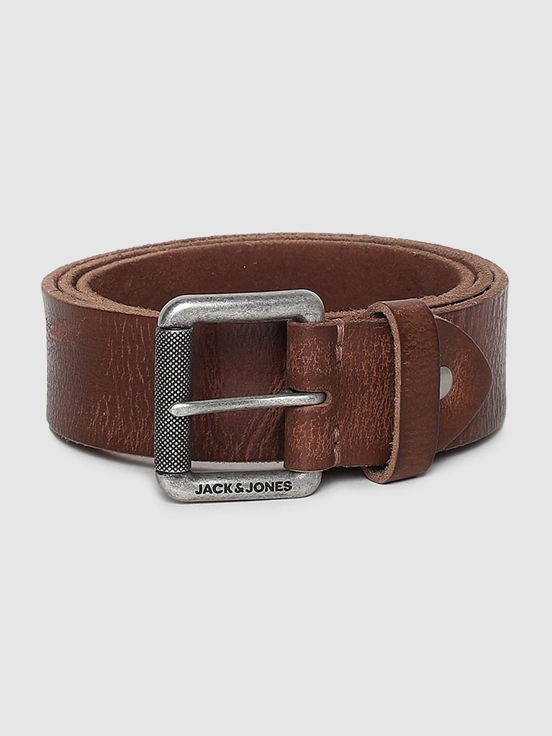 Brown Textured Leather Belt - 32