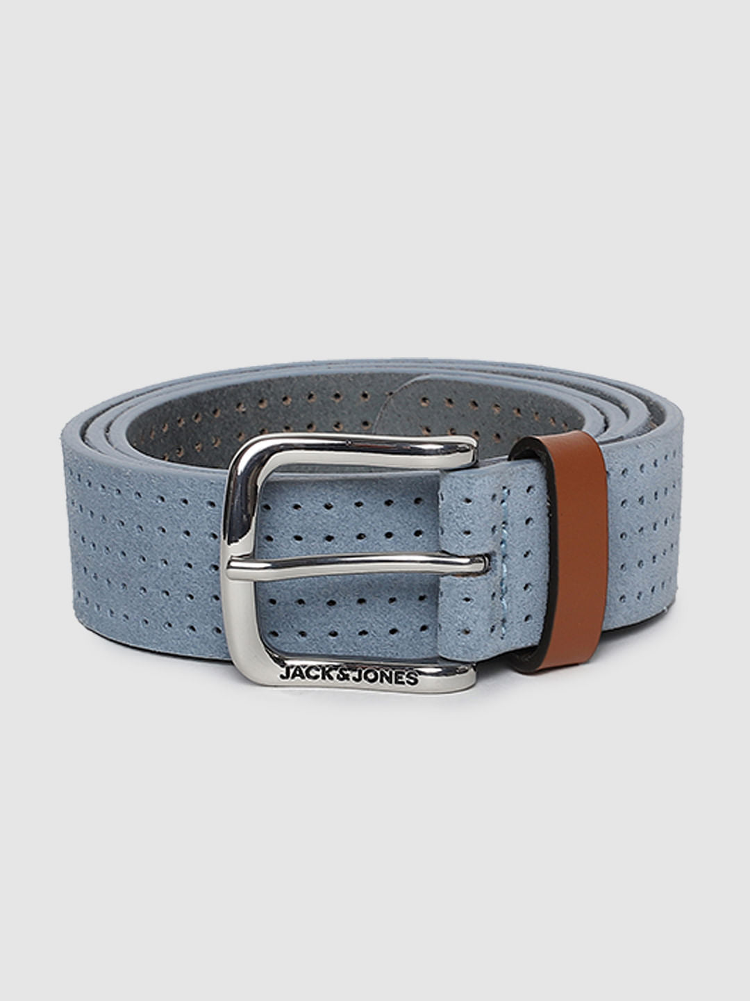 Blue Patterned Leather Belt - 32
