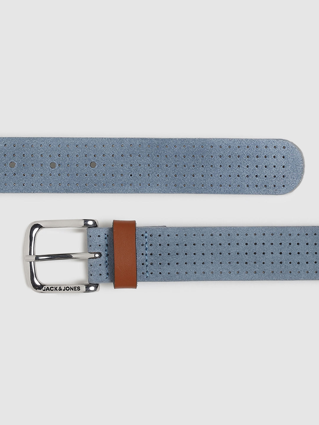 Blue Patterned Leather Belt