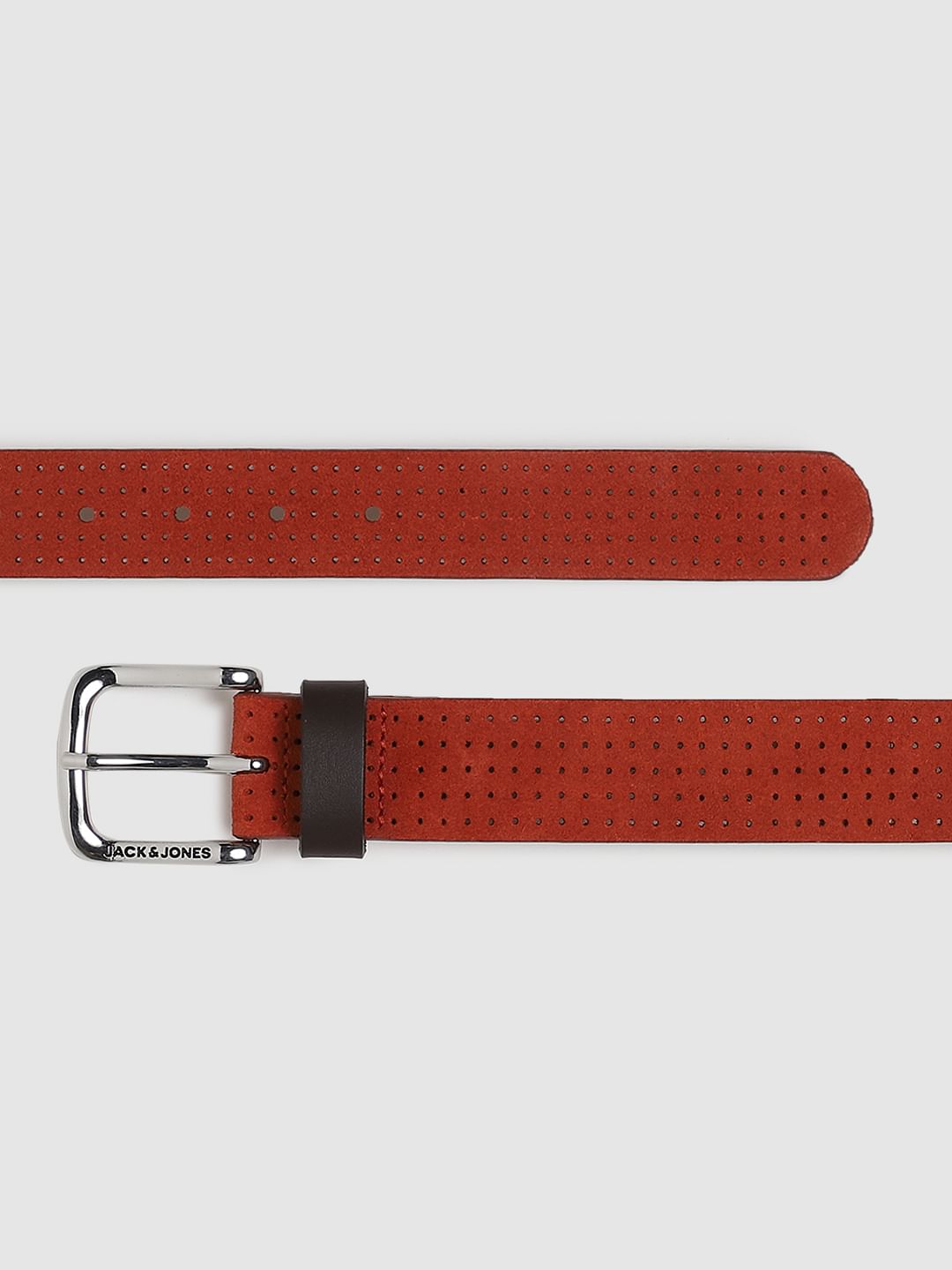 Burnt Orange Patterned Leather Belt