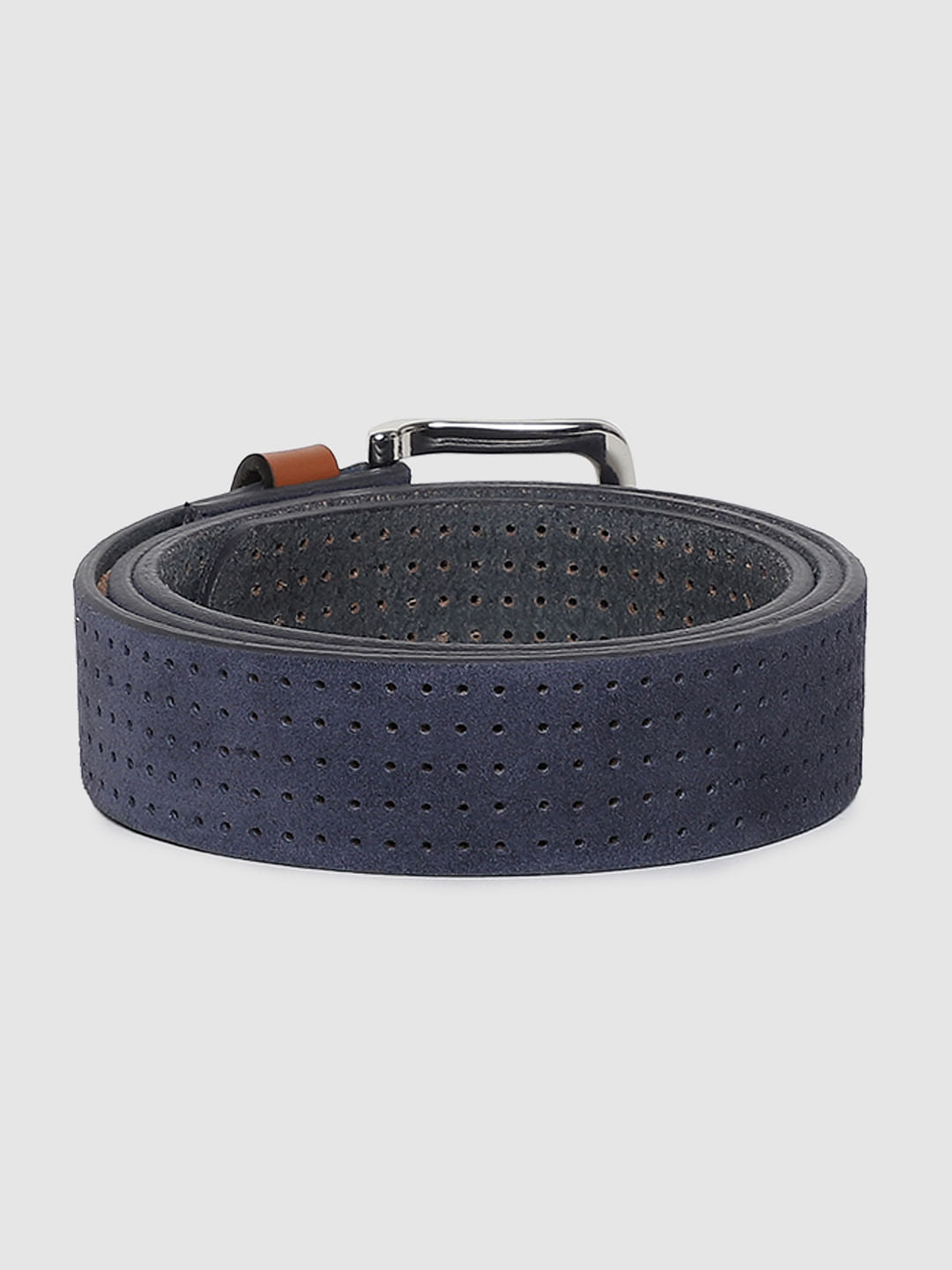Dark Blue Patterned Leather Belt