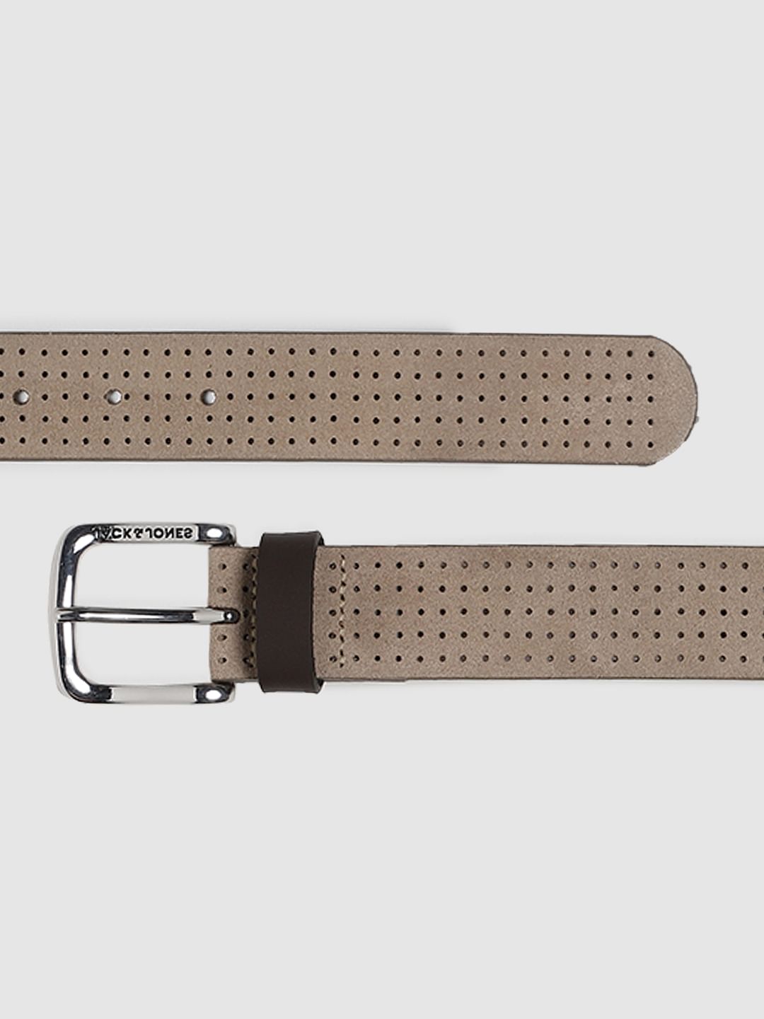 Beige Patterned Leather Belt