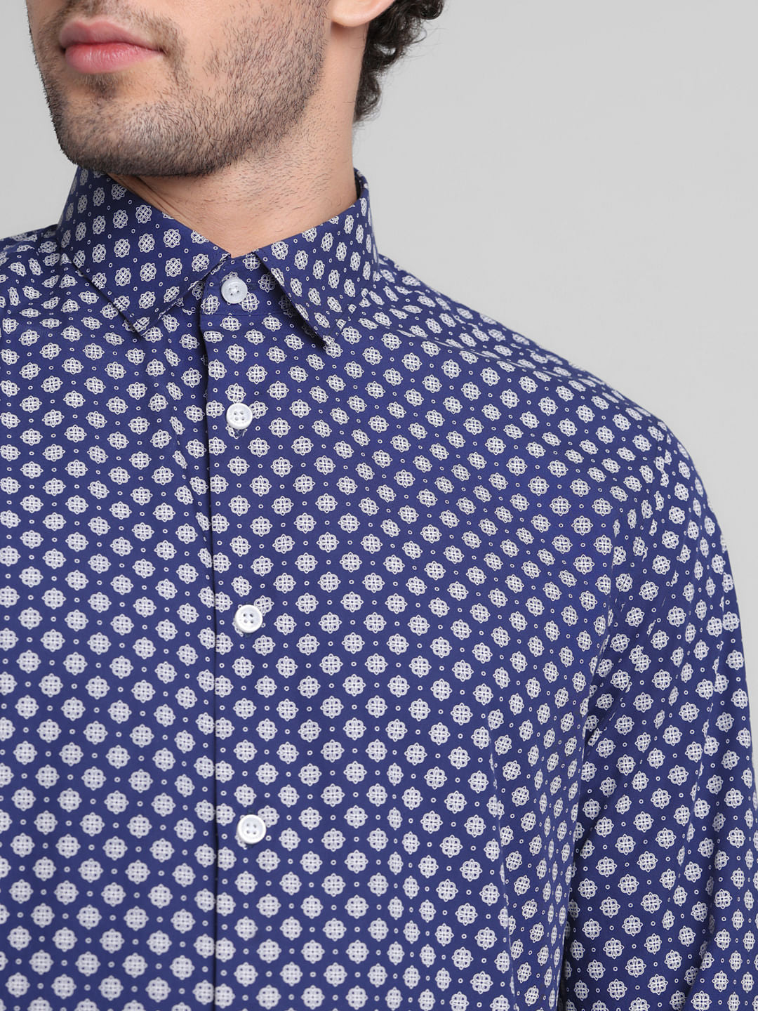 Blue Polka Dot Full Sleeves Shirt