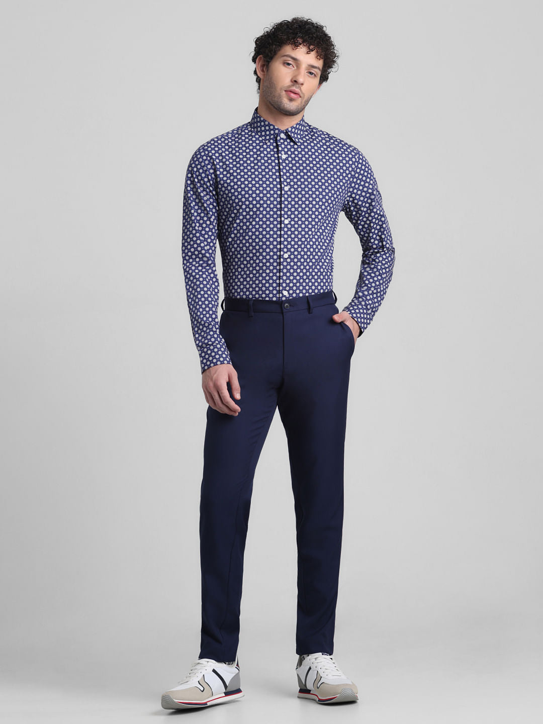 Blue Polka Dot Full Sleeves Shirt