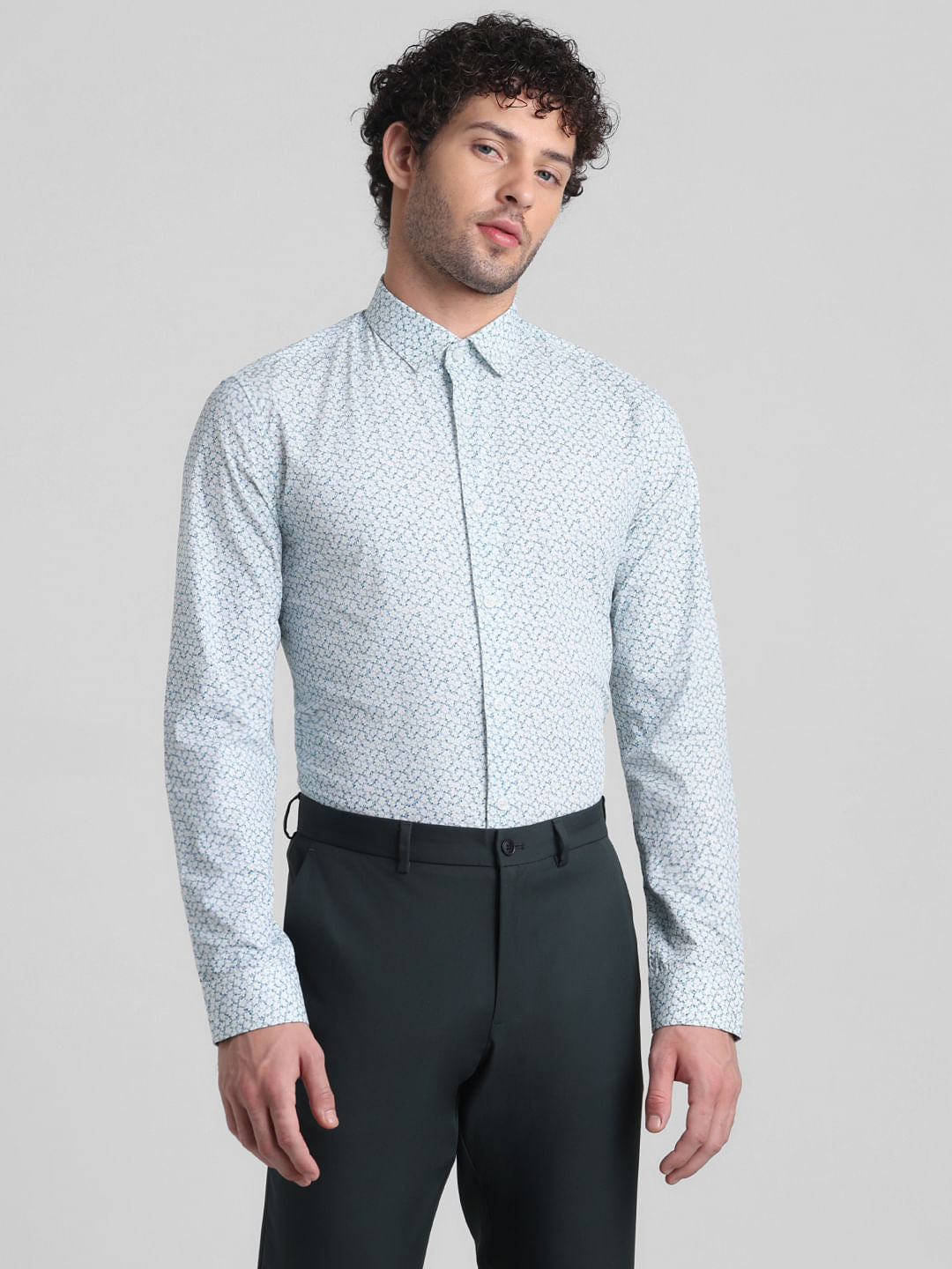 Green Abstract Print Full Sleeves Shirt