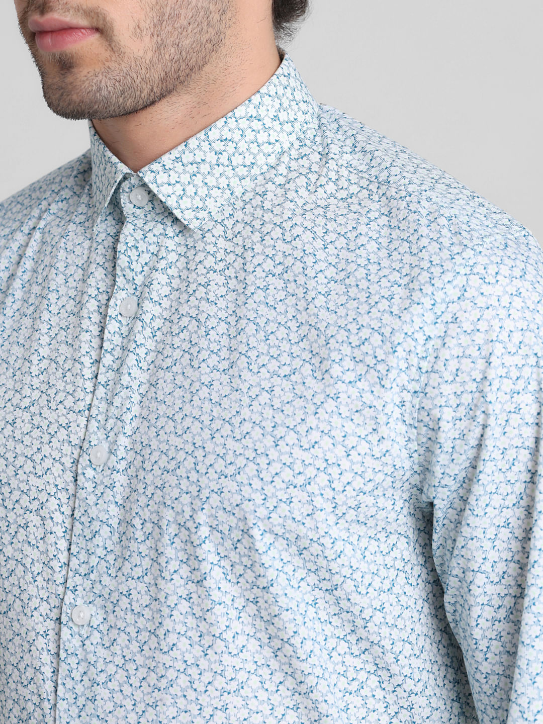 Green Abstract Print Full Sleeves Shirt