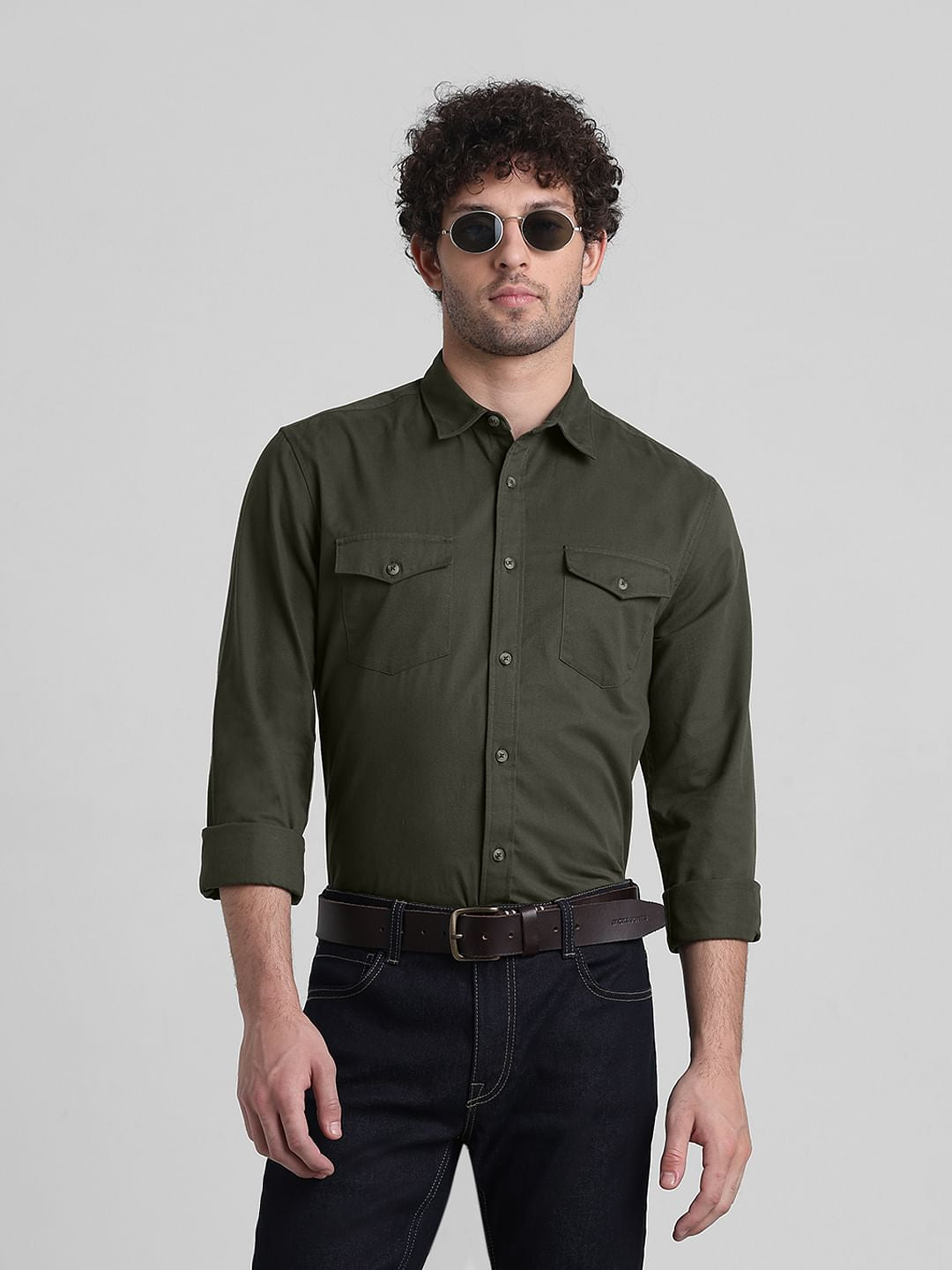 Green Patch Pocket Cotton Shirt - S