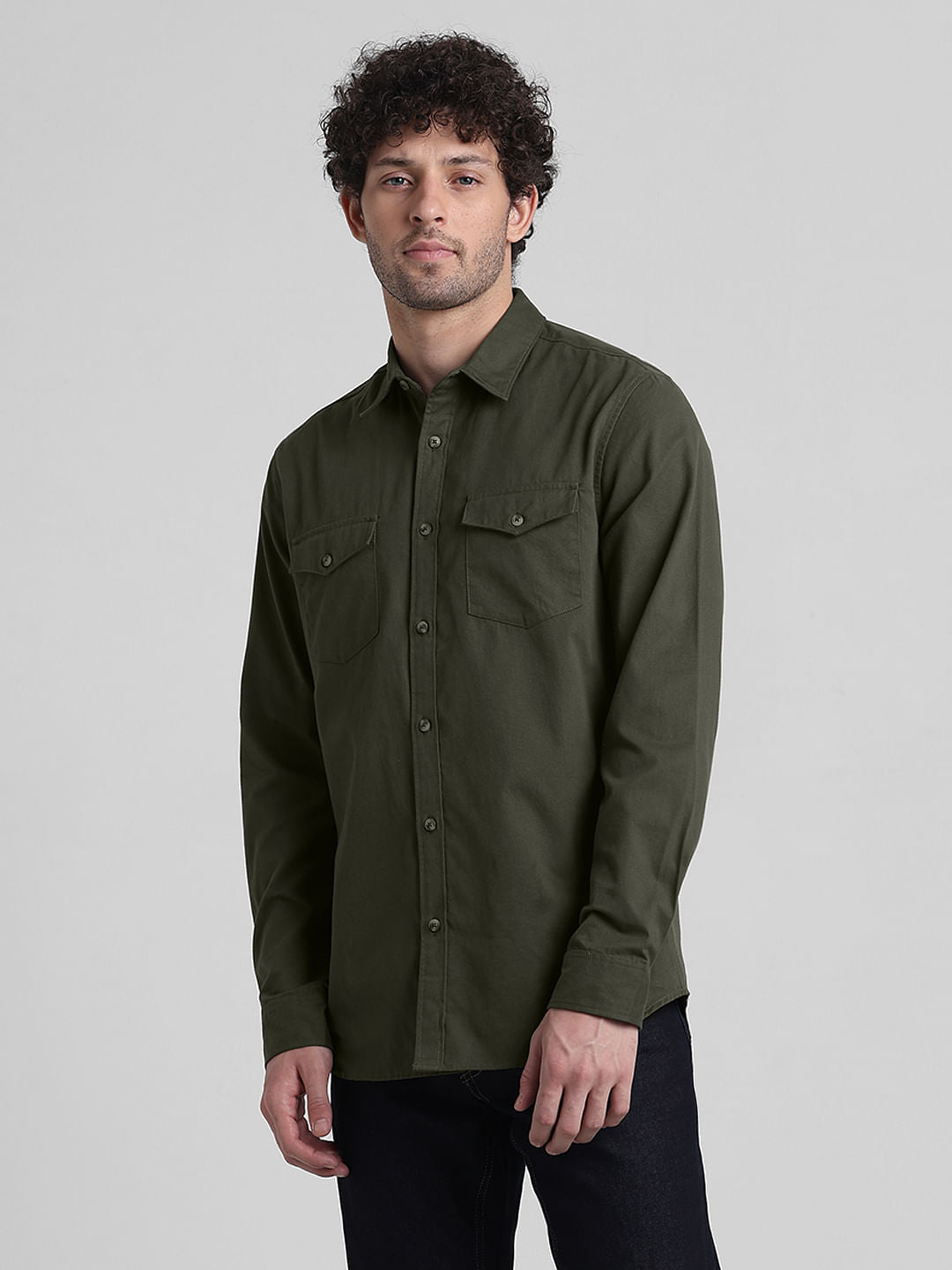 Green Patch Pocket Cotton Shirt