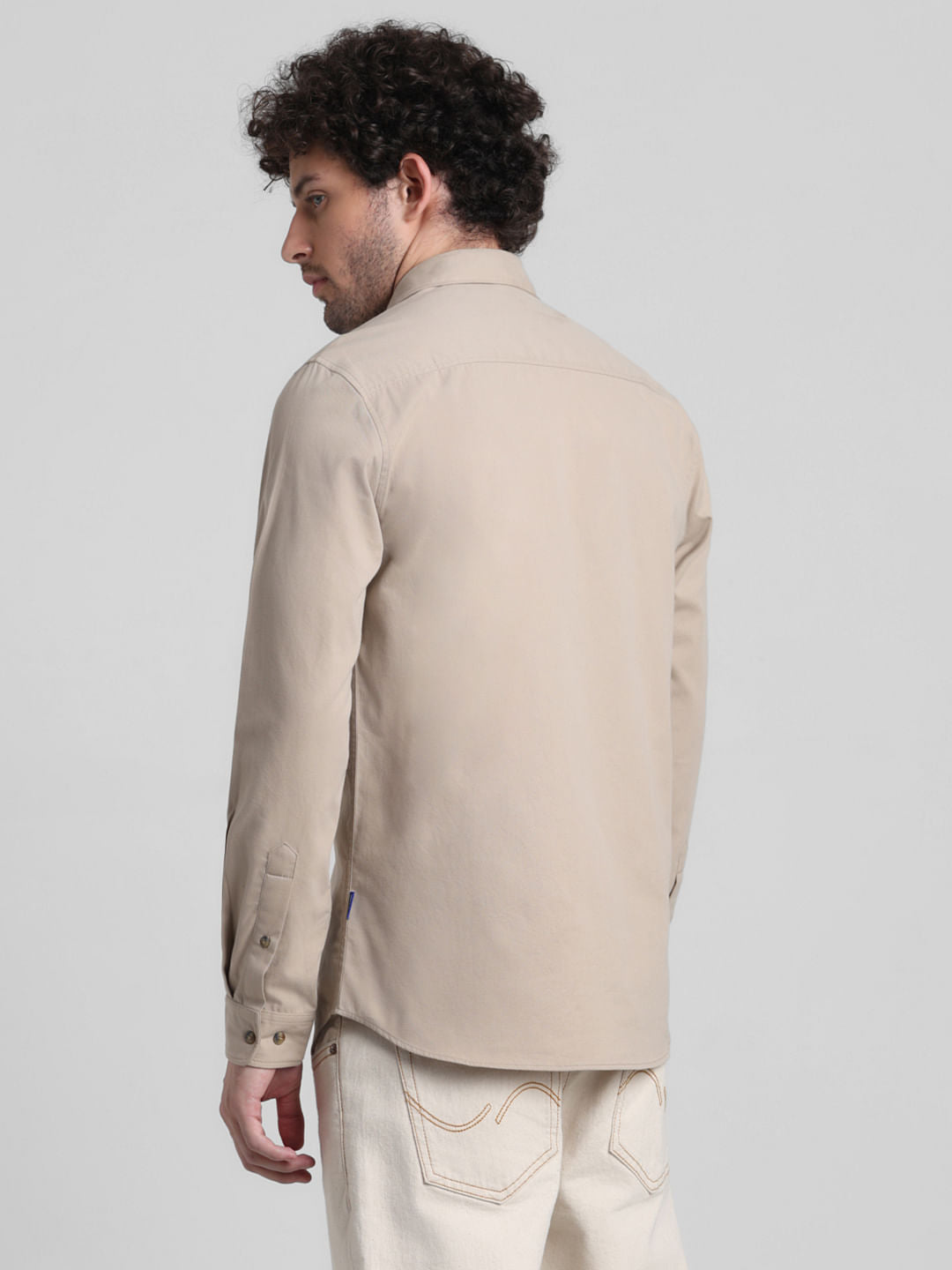 Beige Patch Pocket Cotton Shirt