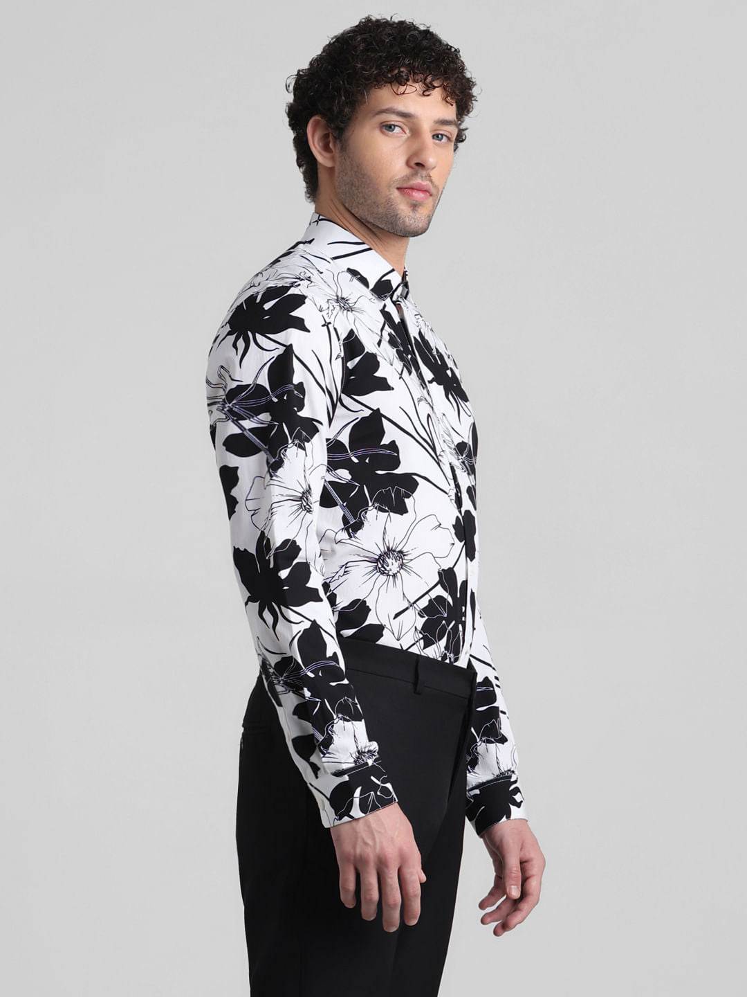 White Floral Print Shirt
