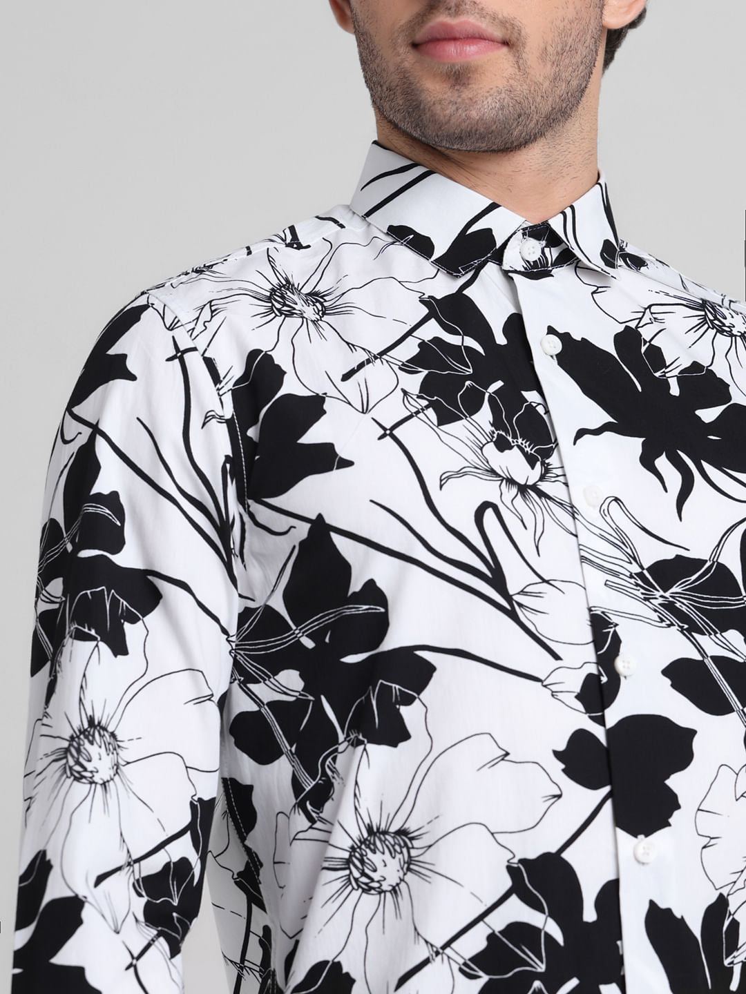 White Floral Print Shirt