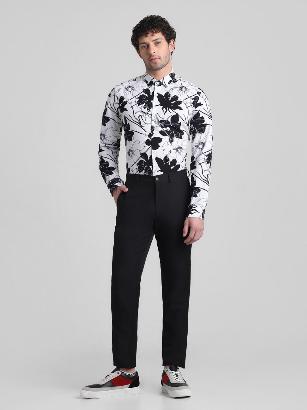 White Floral Print Shirt