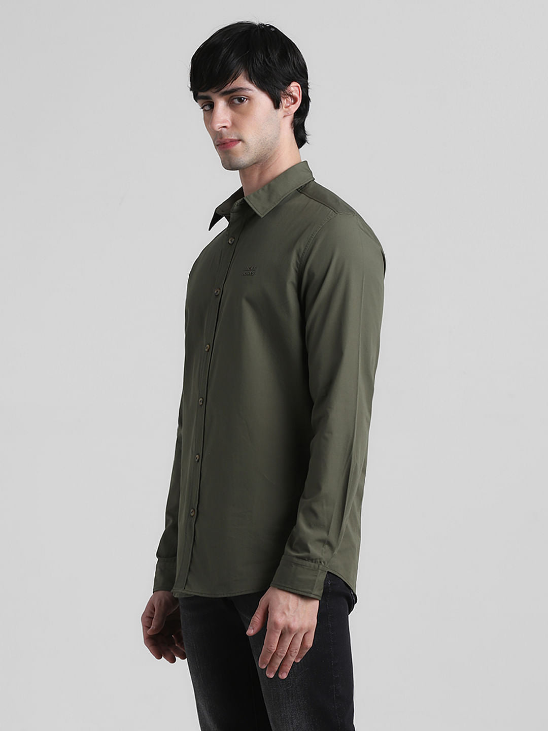Green Cotton Full Sleeves Shirt